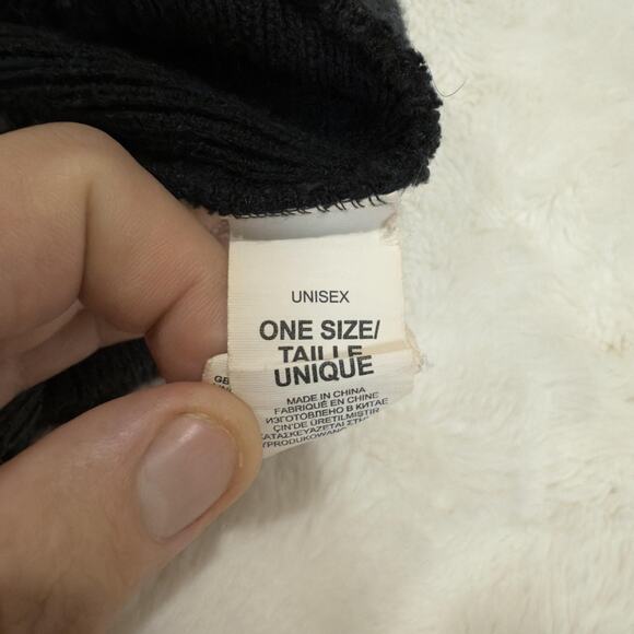 The North Face Hat Unisex One Size Black Gray Knit Beanie Fleece Lined Winter - Picture 4 of 4